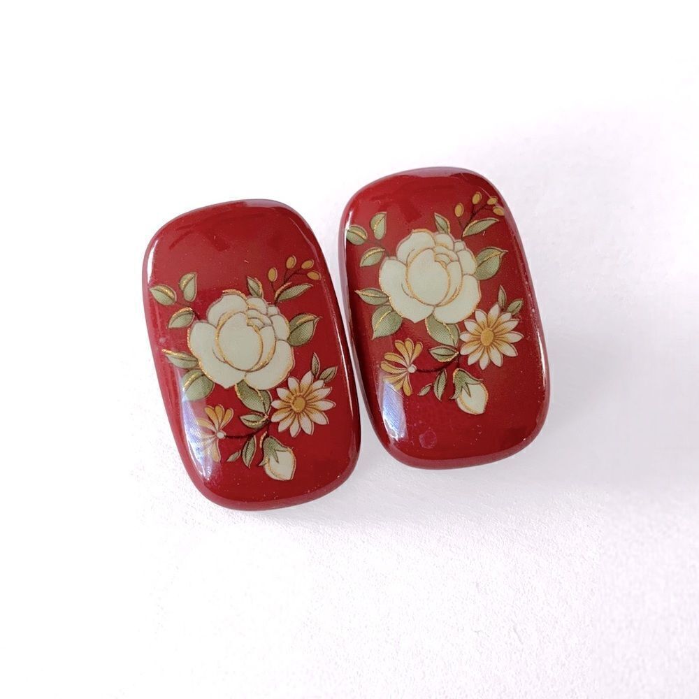 Sarah Coventry Red Floral Earrings